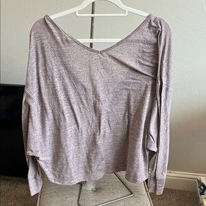 SHEIN Mauve V-Neck Long Sleeve Top